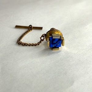 Gold and Sapphire look tie tack